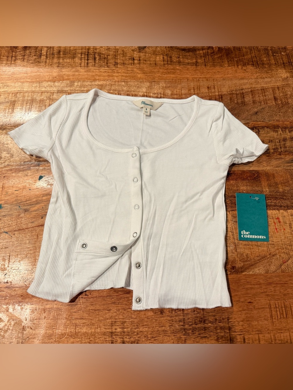 The Commons Ribbed Snap Front Tee Size Small